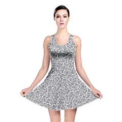 Black And White Hello Text Motif Random Pattern Reversible Skater Dress by dflcprintsclothing