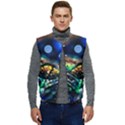 Peacock Feather Drop Men s Short Button Up Puffer Vest	 View1