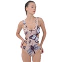 Vintage-drawn-insect-seamless-pattern Side Cut Out Swimsuit View1