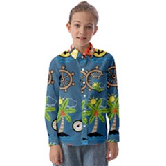 Seamless-pattern-with-sailing-cartoon Kids  Long Sleeve Shirt by Jancukart