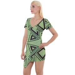 Abstract Pattern Geometric Backgrounds Short Sleeve Asymmetric Mini Dress by Eskimos