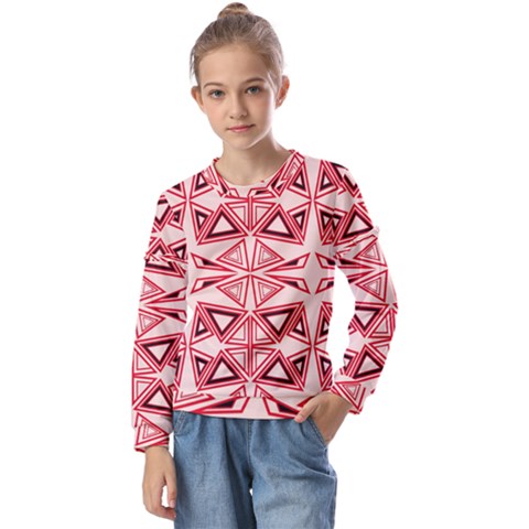 Abstract Pattern Geometric Backgrounds  Kids  Long Sleeve Tee With Frill  by Eskimos