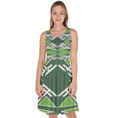 Abstract Pattern Geometric Backgrounds  Knee Length Skater Dress With Pockets by Eskimos