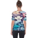 Beautifull Ariel Little Mermaid  Painting Shoulder Cut Out Short Sleeve Top View2