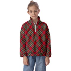 Royal Stewart Tartan Kids  Half Zip Hoodie by sifis