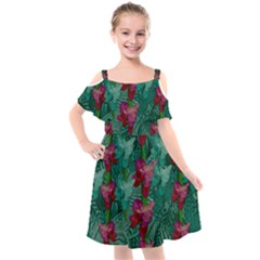 Rare Excotic Forest Of Wild Orchids Vines Blooming In The Calm Kids  Cut Out Shoulders Chiffon Dress by pepitasart