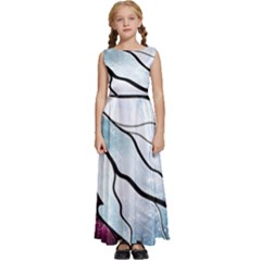 Anna Disney Frozen Stained Glass Kids  Satin Sleeveless Maxi Dress by artworkshop