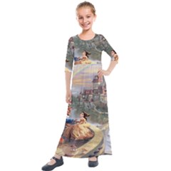 Beauty And The Beast Castle Kids  Quarter Sleeve Maxi Dress by artworkshop