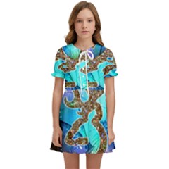 Browning Deer Glitter Galaxy Kids  Sweet Collar Dress by artworkshop