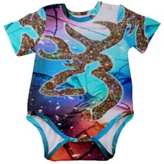 Browning Deer Glitter Galaxy Baby Short Sleeve Onesie Bodysuit by artworkshop