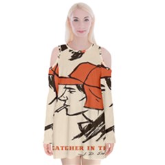 Catcher In The Rye Velvet Long Sleeve Shoulder Cutout Dress by artworkshop