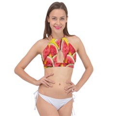 Watermelon Cross Front Halter Bikini Top by artworkshop