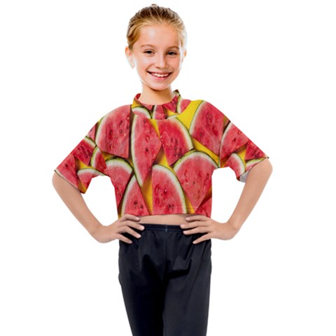 Watermelon Kids Mock Neck Tee by artworkshop