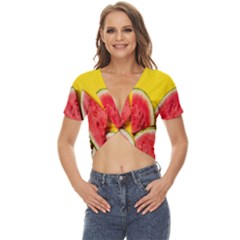 Watermelon Twist Front Crop Top by artworkshop