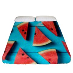 Watermelon Blue Background Fitted Sheet (california King Size) by artworkshop