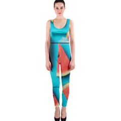 Watermelon Blue Background One Piece Catsuit by artworkshop