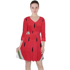 Watermelon Pillow Fluffy Quarter Sleeve Ruffle Waist Dress by artworkshop