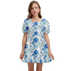 Flowers Pattern Kids  Short Sleeve Dolly Dress by Sparkle