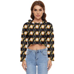 Flowers Pattern Women s Lightweight Cropped Hoodie by Sparkle