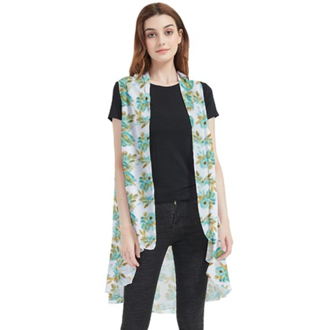 Flowers Pattern Sleeveless Chiffon Waistcoat Shirt by Sparkle