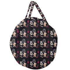 Cat Pattern Giant Round Zipper Tote by Sparkle