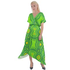 Abstract Pattern Geometric Backgrounds  Cross Front Sharkbite Hem Maxi Dress by Eskimos