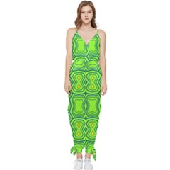 Abstract Pattern Geometric Backgrounds  Sleeveless Tie Ankle Chiffon Jumpsuit by Eskimos