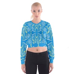 Folk Flowers Print Floral Pattern Ethnic Art Cropped Sweatshirt by Eskimos