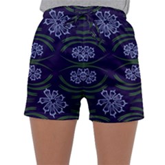 Folk Flowers Print Floral Pattern Ethnic Art Sleepwear Shorts by Eskimos