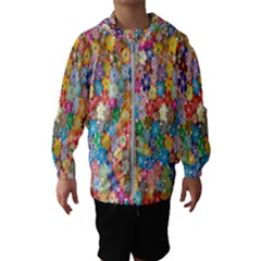 Floral Flowers Kids  Hooded Windbreaker by artworkshop