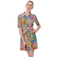 Floral Flowers Belted Shirt Dress by artworkshop