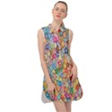 Floral Flowers Sleeveless Shirt Dress View1