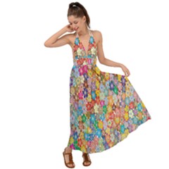 Floral Flowers Backless Maxi Beach Dress by artworkshop