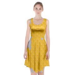 Hexagons Yellow Honeycomb Hive Bee Hive Pattern Racerback Midi Dress by artworkshop