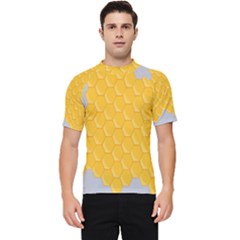 Hexagons Yellow Honeycomb Hive Bee Hive Pattern Men s Short Sleeve Rash Guard by artworkshop