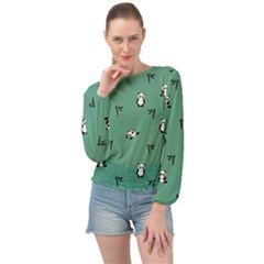 Pandas Pattern Banded Bottom Chiffon Top by artworkshop