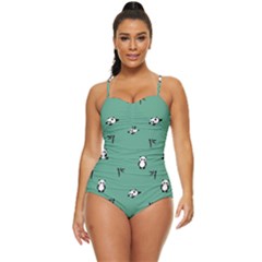 Pandas Pattern Retro Full Coverage Swimsuit by artworkshop