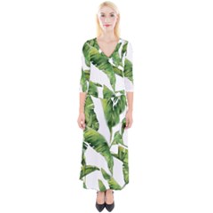 Sheets Tropical Plant Palm Summer Exotic Quarter Sleeve Wrap Maxi Dress by artworkshop