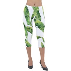 Sheets Tropical Plant Palm Summer Exotic Lightweight Velour Capri Leggings  by artworkshop