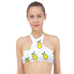 Pattern Lemon Texture High Neck Bikini Top by artworkshop