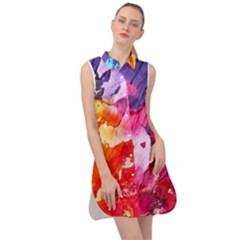 Colorful Painting Sleeveless Shirt Dress by artworkshop