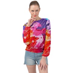 Colorful Painting Banded Bottom Chiffon Top by artworkshop