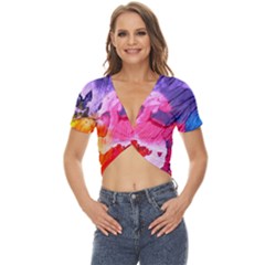 Colorful Painting Twist Front Crop Top by artworkshop