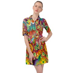 Mandalas Colorful Abstract Ornamental Belted Shirt Dress by artworkshop