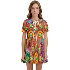 Mandalas Colorful Abstract Ornamental Kids  Sweet Collar Dress by artworkshop