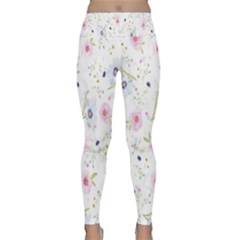 Pattern Flowers Lightweight Velour Classic Yoga Leggings by artworkshop