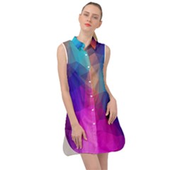 Triangles Polygon Color Sleeveless Shirt Dress by artworkshop