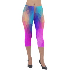 Triangles Polygon Color Lightweight Velour Capri Leggings  by artworkshop