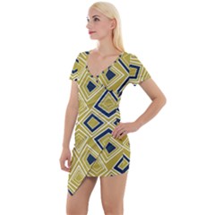 Abstract Pattern Geometric Backgrounds   Short Sleeve Asymmetric Mini Dress by Eskimos