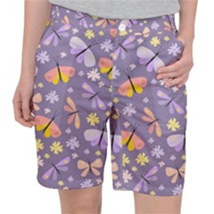 Vector-seamless-pattern-with-butterflies-beetles Pocket Shorts by Jancukart